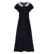 AMÉRIE DRESS -- NAVY FLOCK DOT