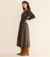 DELFINA DRESS -- DELPHINIUM FLORAL