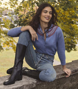 ELLIOT CASHMERE CARDIGAN -- VASHON JACQUARD