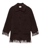 GERMAIN FRINGE COAT -- BITTER CHOCOLATE