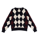 HARLEQUIN CASHMERE SWEATER -- NAVY ARGYLE