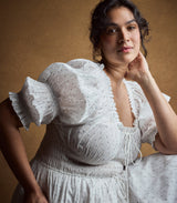 ISCHIA DRESS -- SALT FLOCK DOT