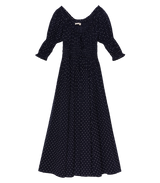 ISCHIA DRESS -- NAVY FLOCK DOT