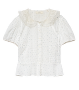 OLETA TOP -- SALT FLOCK DOT
